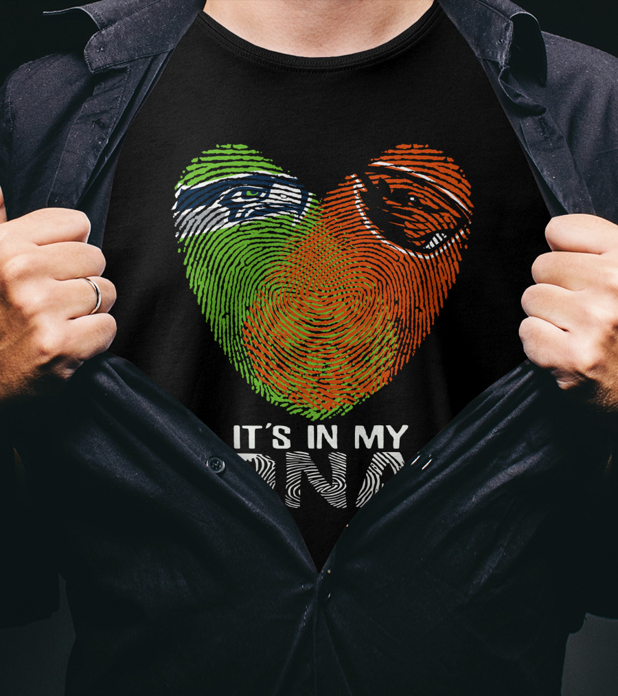 Seahawks Beavers It's In My DNA Heart Fingerprint T-Shirt