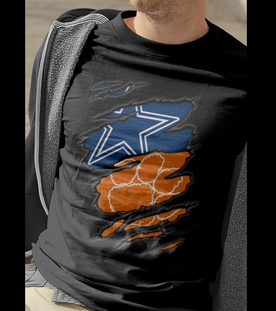 Dallas Cowboys Clemson Tigers Paw Claw Marks T-Shirt