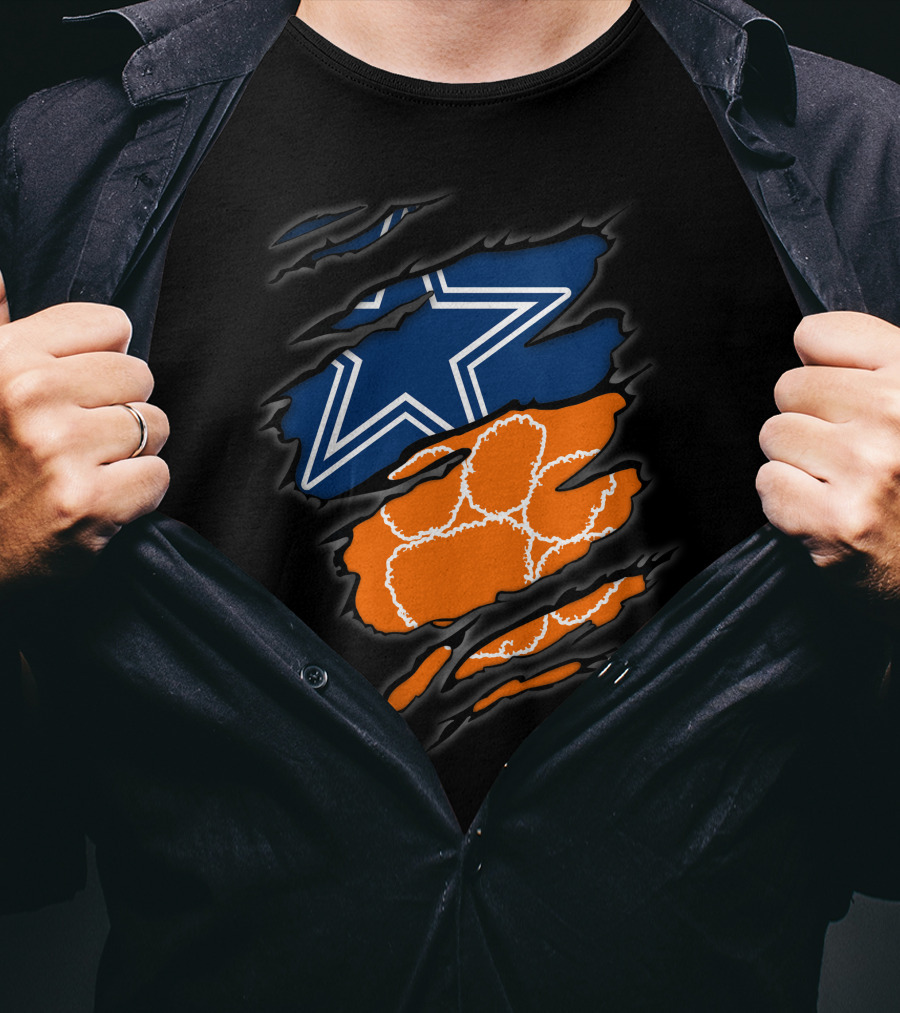 Dallas Cowboys Clemson Tigers Paw Claw Marks T-Shirt