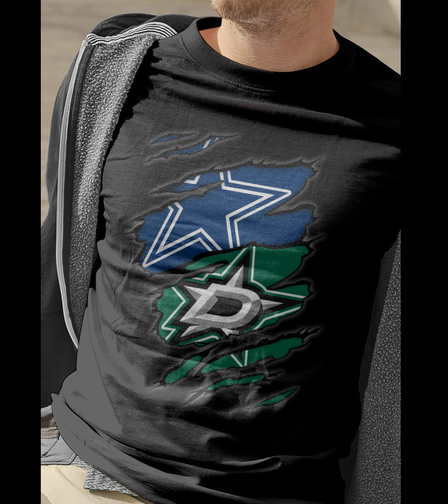 Dallas Cowboys Stars Dual Team Collaboration T-Shirt