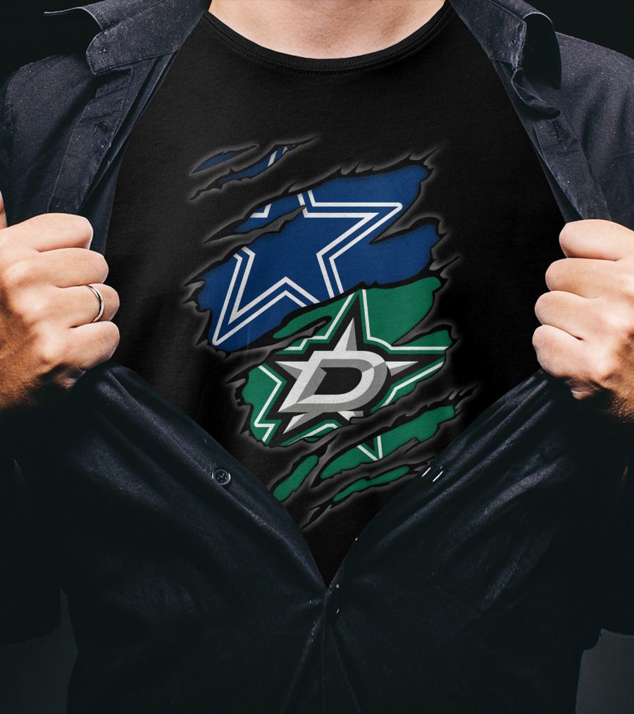 Dallas Cowboys Stars Dual Team Collaboration T-Shirt
