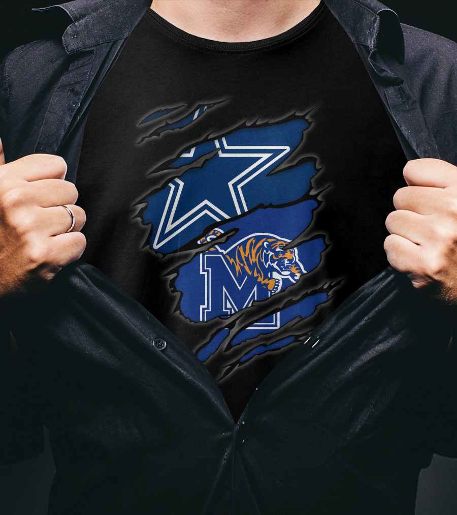 Dallas Cowboys Memphis Tigers Logo Mashup T-Shirt