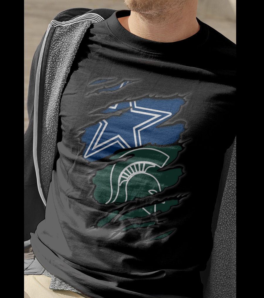 Dallas Cowboys Michigan State Spartans Ripped Design Blend T-Shirt