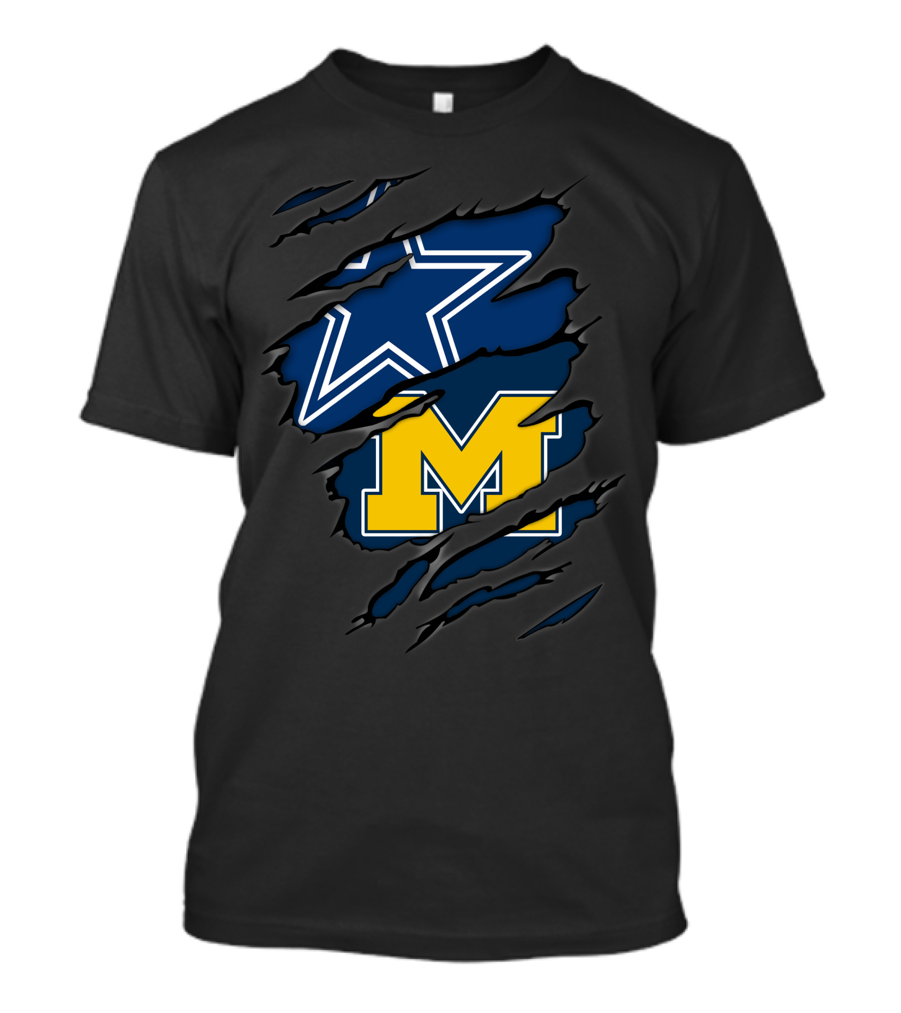 Cowboys Dallas Star Michigan Wolverines M Logo Combo T-Shirt