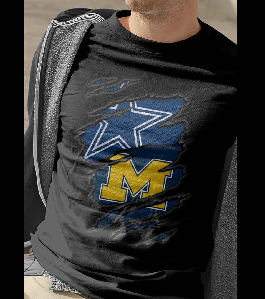 Cowboys Dallas Star Michigan Wolverines M Logo Combo T-Shirt