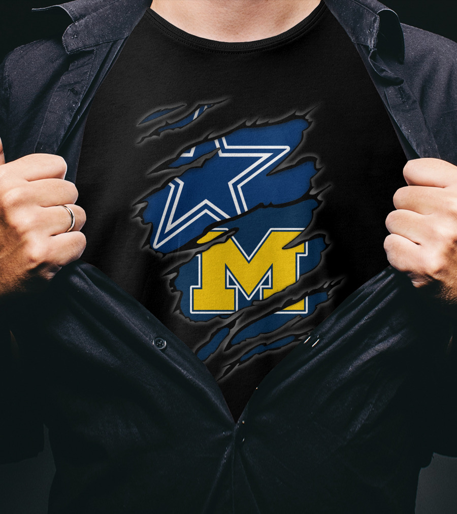Cowboys Dallas Star Michigan Wolverines M Logo Combo T-Shirt