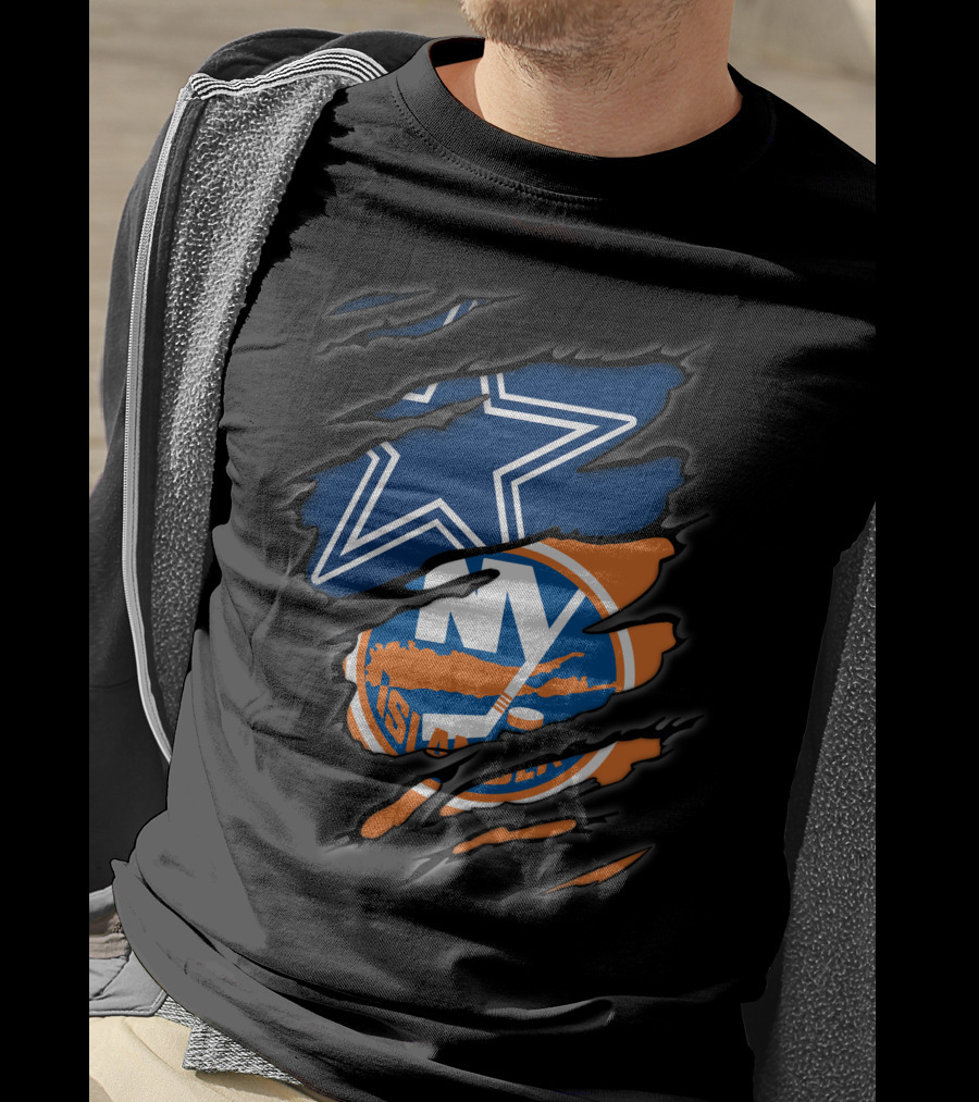 Cowboys And New York Islanders Logo Mashup T-Shirt