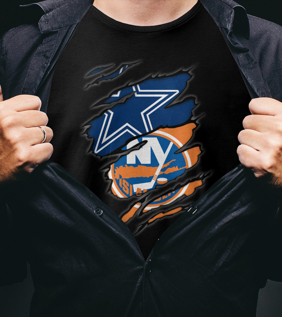Cowboys And New York Islanders Logo Mashup T-Shirt
