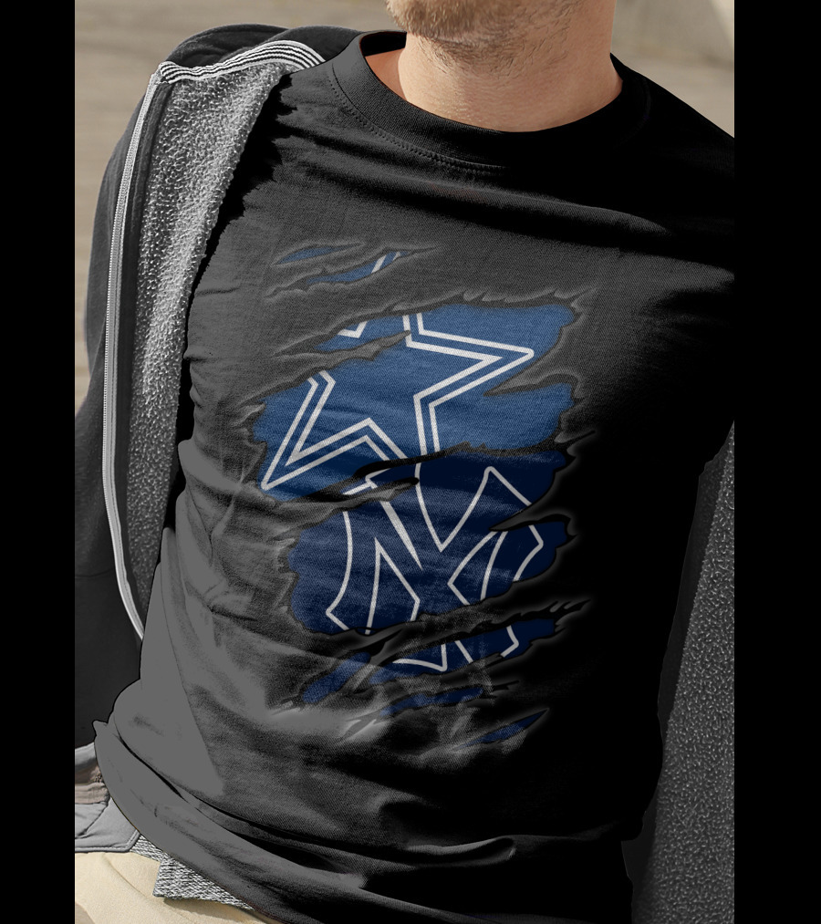 Cowboys New York Yankees Star And NY Logo Fusion T-Shirt