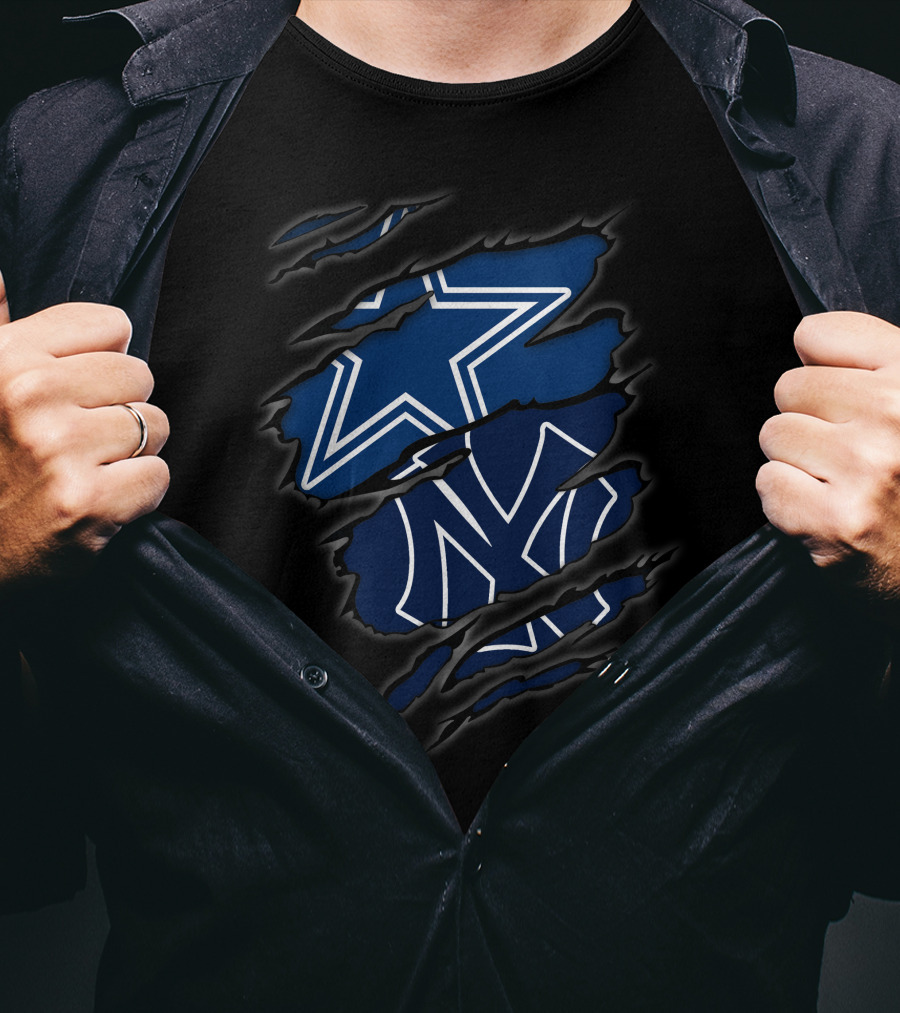 Cowboys New York Yankees Star And NY Logo Fusion T-Shirt