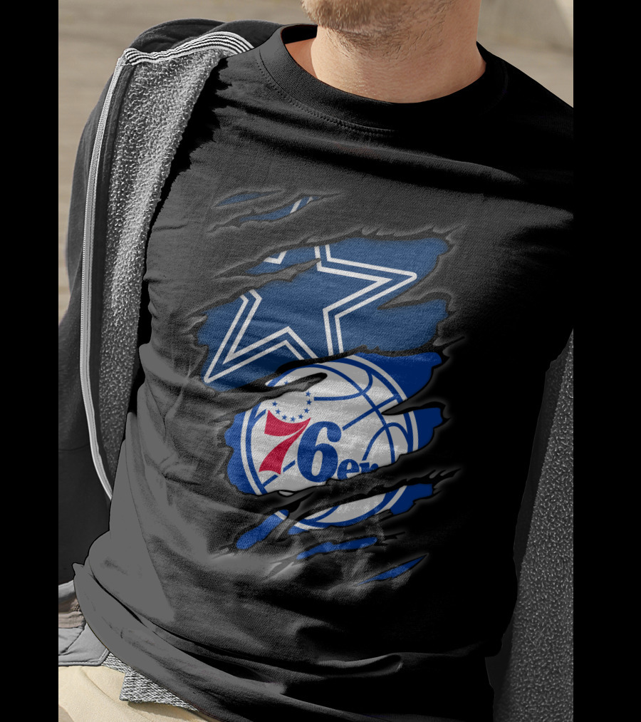 Cowboys Philadelphia 76ers Star And Basketball Fusion T-Shirt