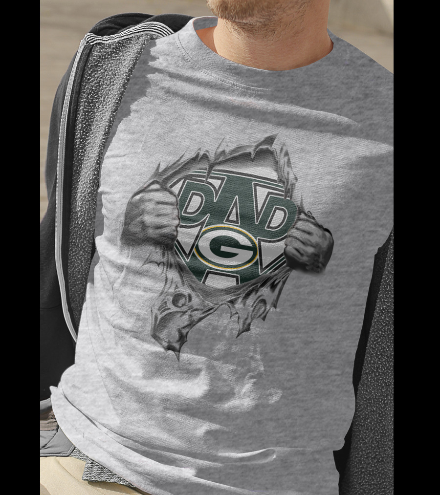 Super Dad Peeling Green Bay Packers G Logo With Hands T-Shirt