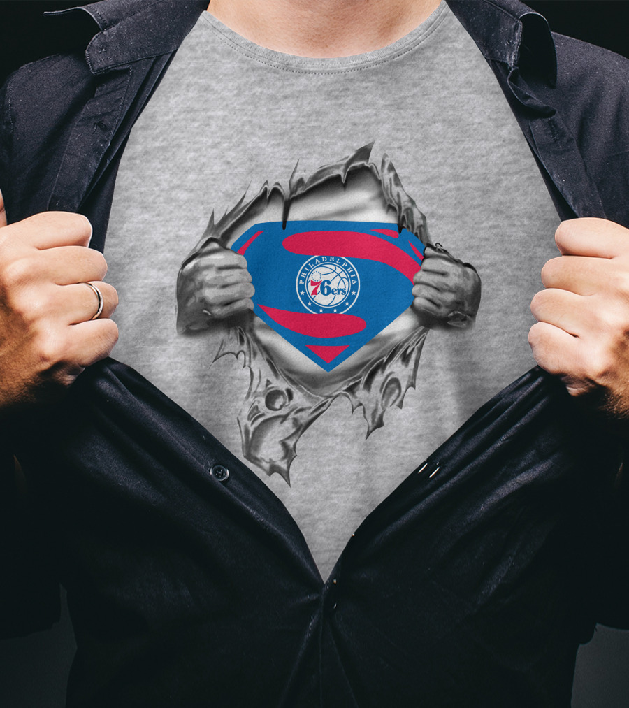 76Ers Superman Philadelphia Logo Shield T-Shirt