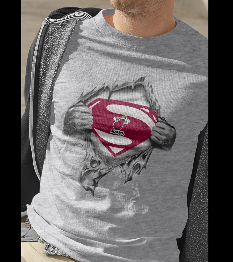 Superman Miami Heat Logo Hero Villain T-Shirt