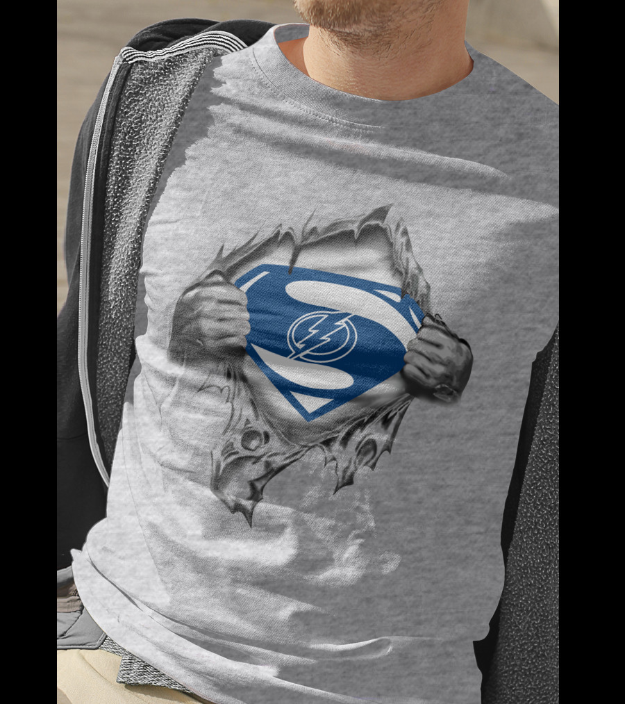Superman Lightning Bolt Shield Rip T-Shirt