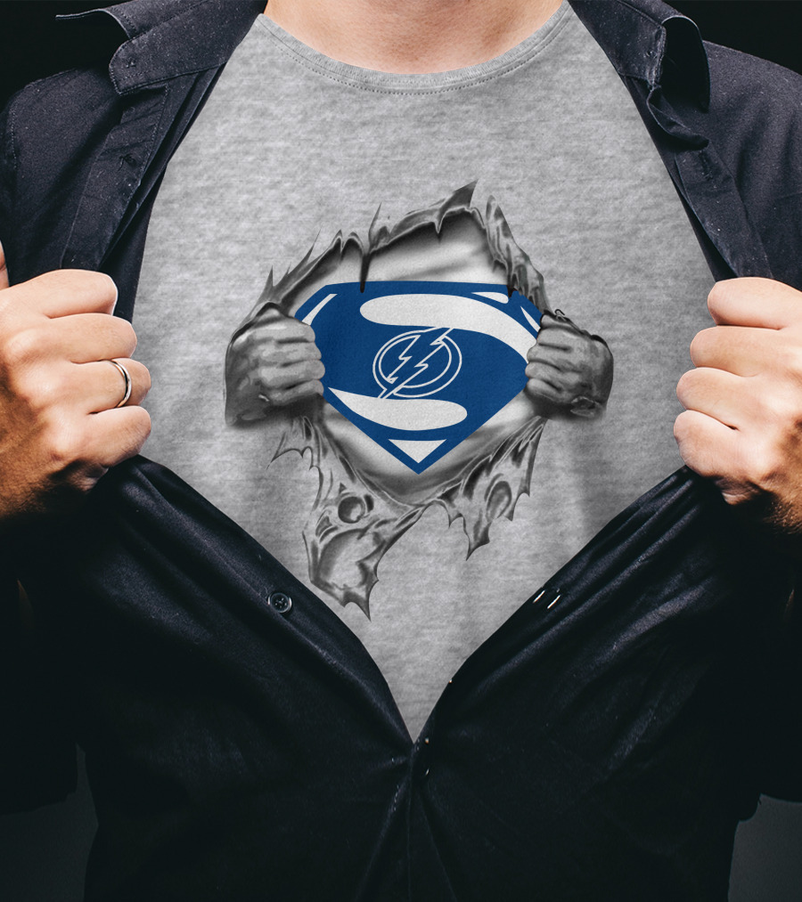 Superman Lightning Bolt Shield Rip T-Shirt