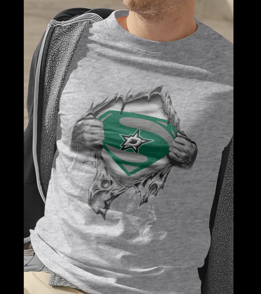 Dallas Stars Superman Logo Torn Reveal T-Shirt