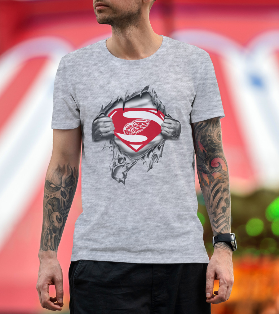 Detroit Red Wings Superman Logo Burst T-Shirt