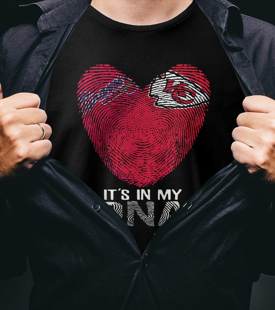 Atlanta Braves Chiefs Fingerprint Heart It's In My Dna T-Shirt