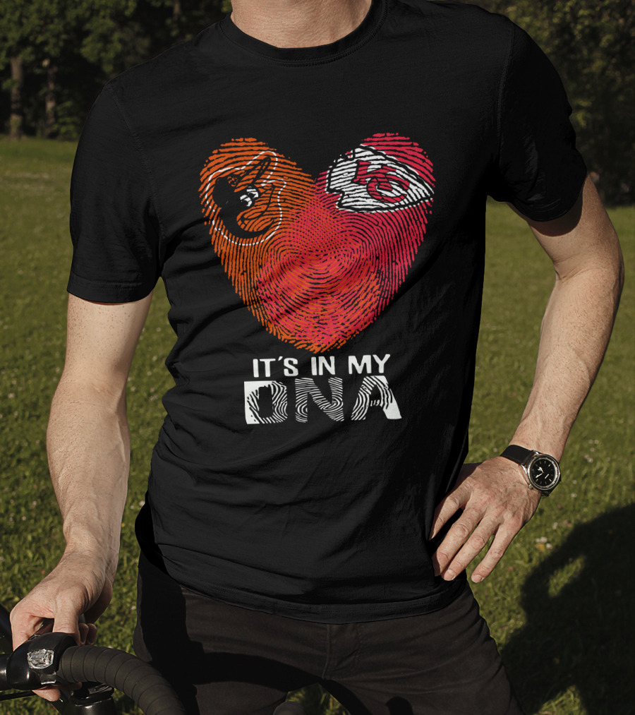 Baltimore Orioles Kansas City Chiefs Heart Fingerprint It's In My Dna T-Shirt