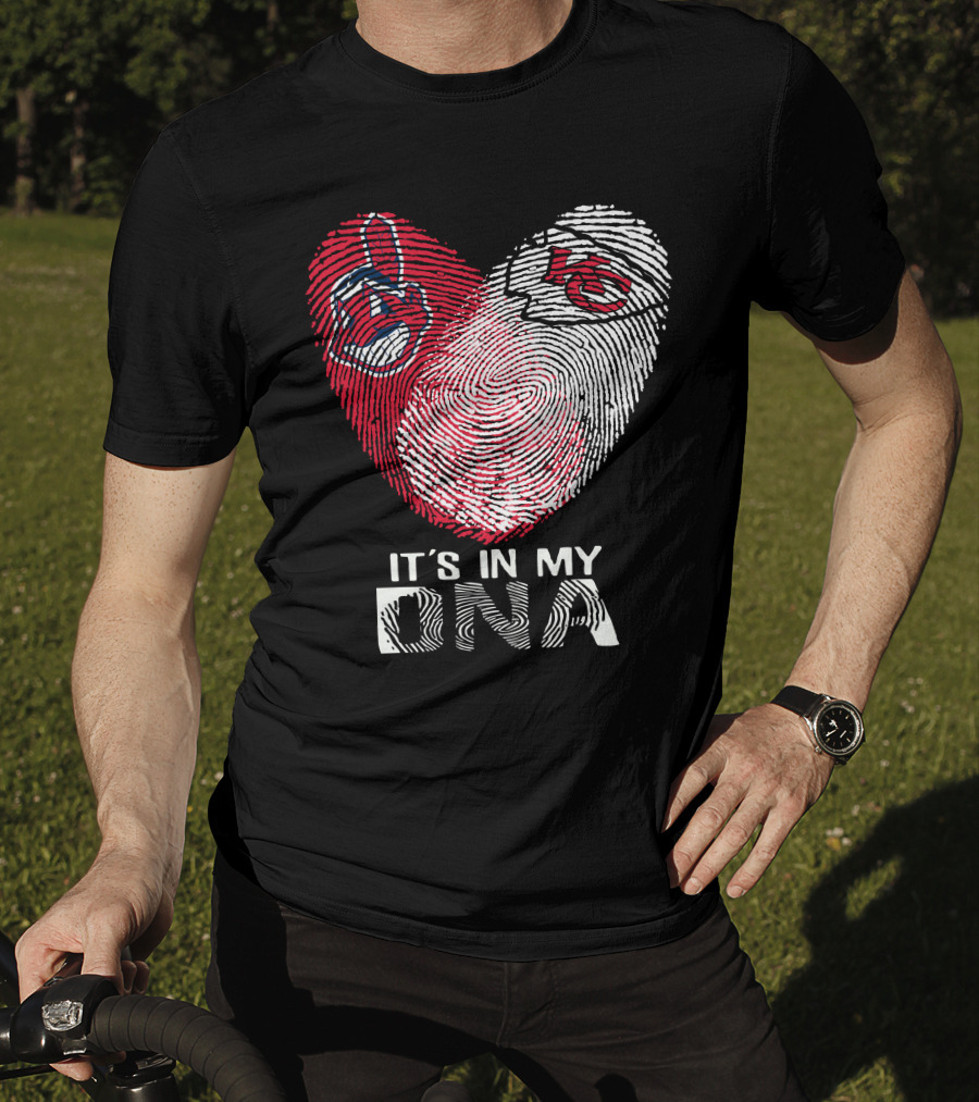 It's In My DNA Cleveland Indians Chiefs Fingerprint Heart T-Shirt