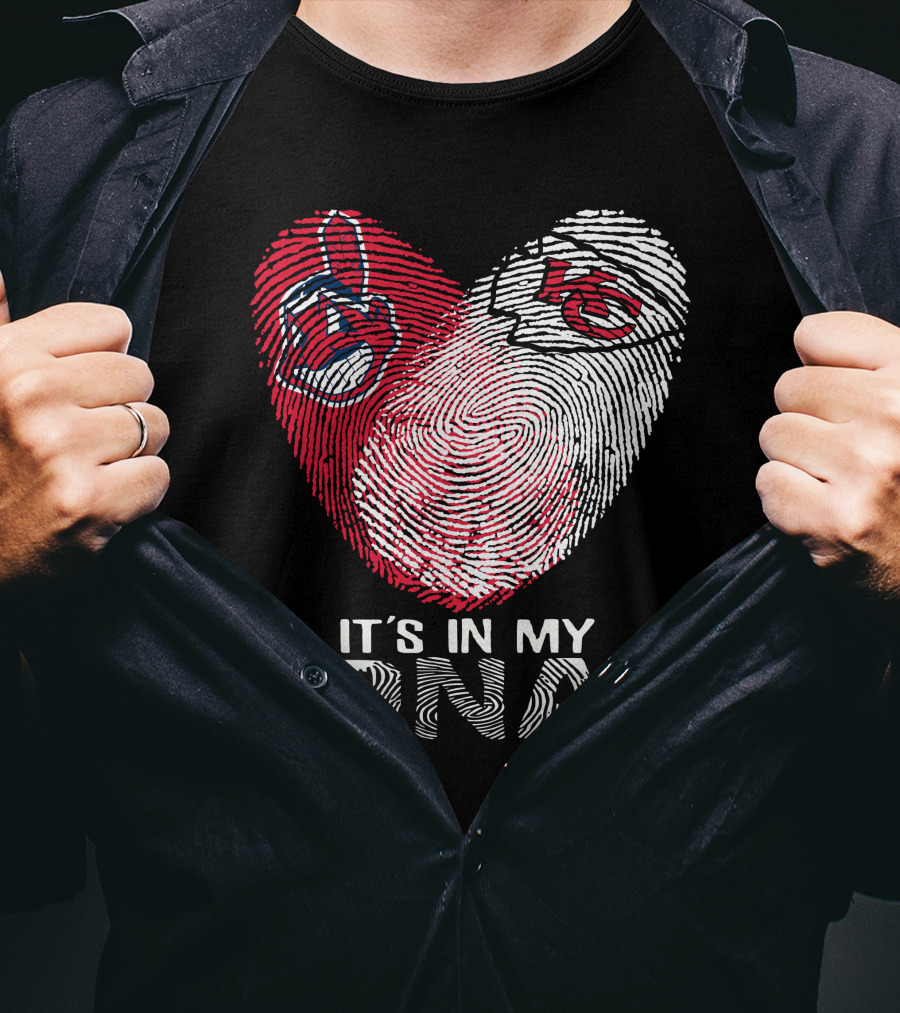 It's In My DNA Cleveland Indians Chiefs Fingerprint Heart T-Shirt