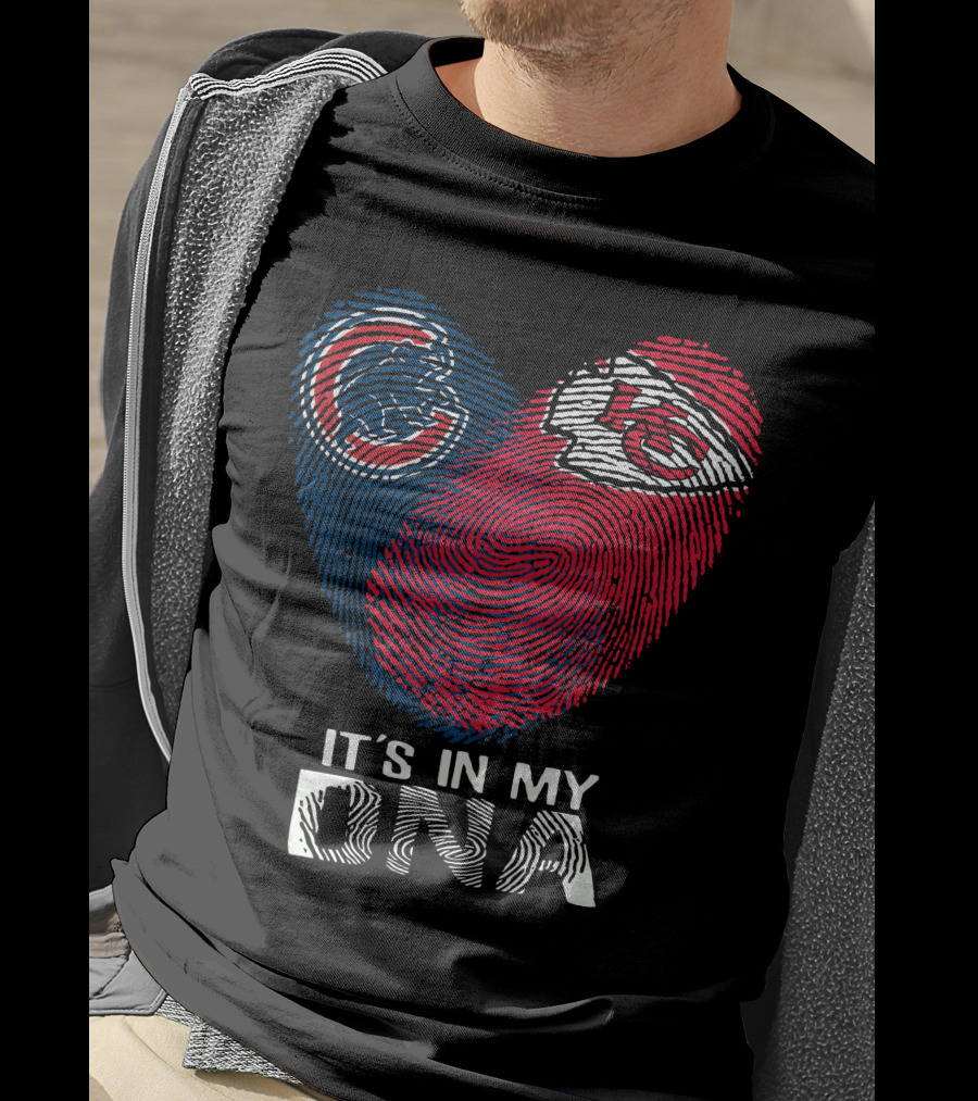 Chicago Cubs And Chiefs It's In My DNA Fingerprint Heart T-Shirt