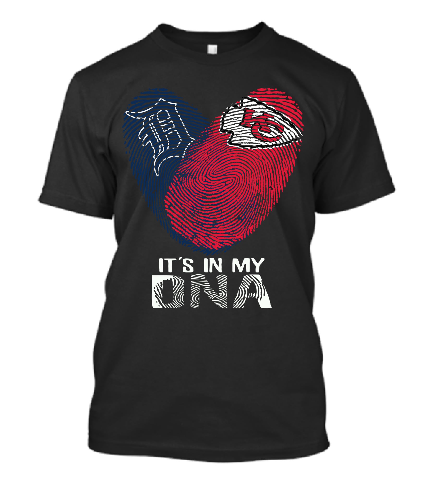 Detroit Tigers Kansas City Chiefs It's In My DNA Fingerprint T-Shirt