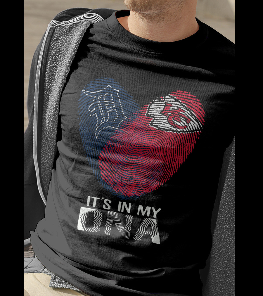 Detroit Tigers Kansas City Chiefs It's In My DNA Fingerprint T-Shirt