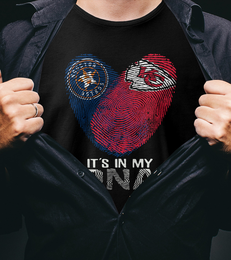 Houston Astros Chiefs It's In My DNA Fingerprint Heart T-Shirt