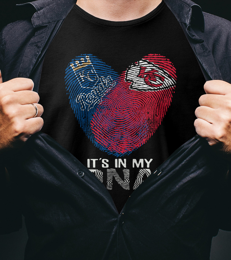 Kansas City Royals Chiefs It's In My DNA Fingerprint Heart T-Shirt