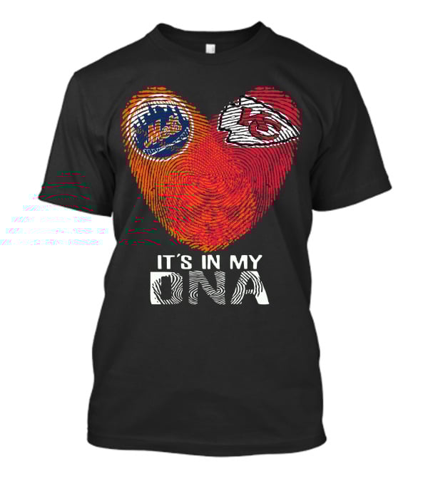 It's In My DNA New York Mets Chiefs Fingerprint Heart T-Shirt