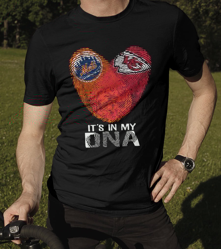 It's In My DNA New York Mets Chiefs Fingerprint Heart T-Shirt