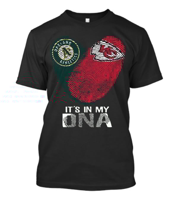 Oakland Athletics Kansas City Chiefs It's In My DNA Fingerprint T-Shirt