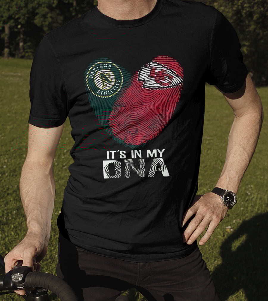 Oakland Athletics Kansas City Chiefs It's In My DNA Fingerprint T-Shirt