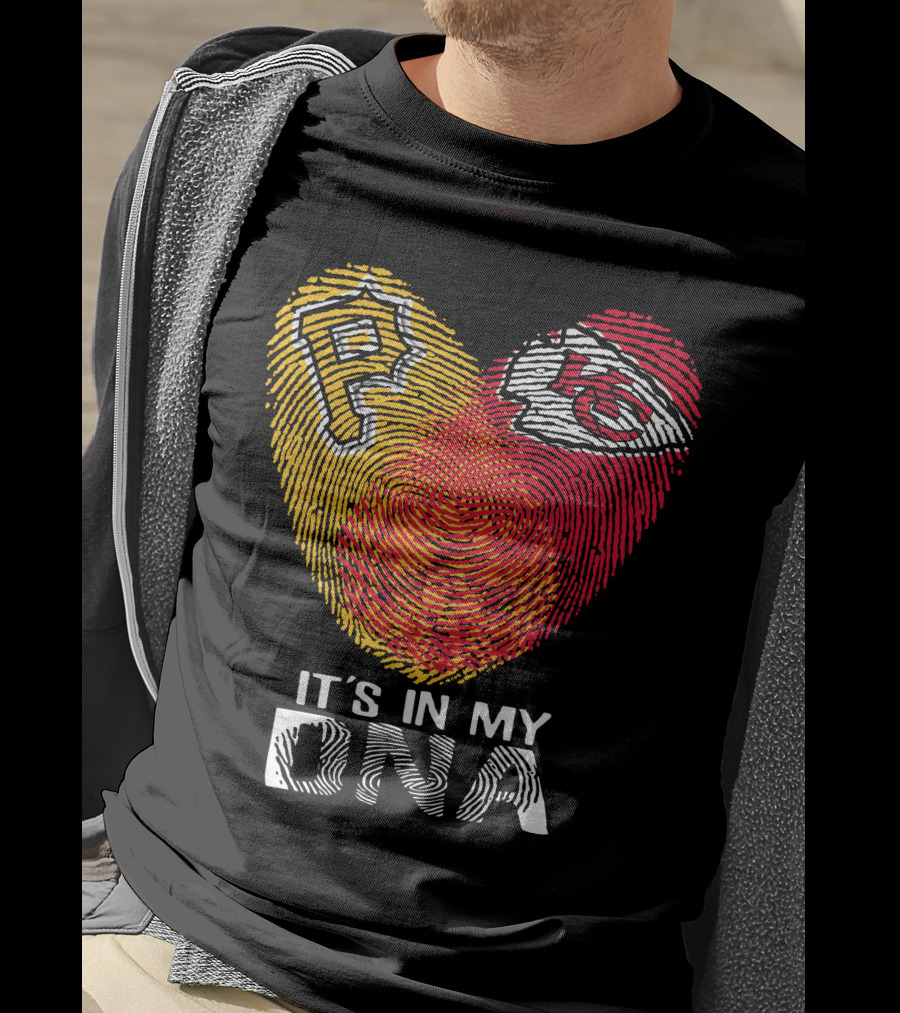 Pittsburgh Pirates Kc Chiefs It's In My Dna Fingerprint Heart T-Shirt