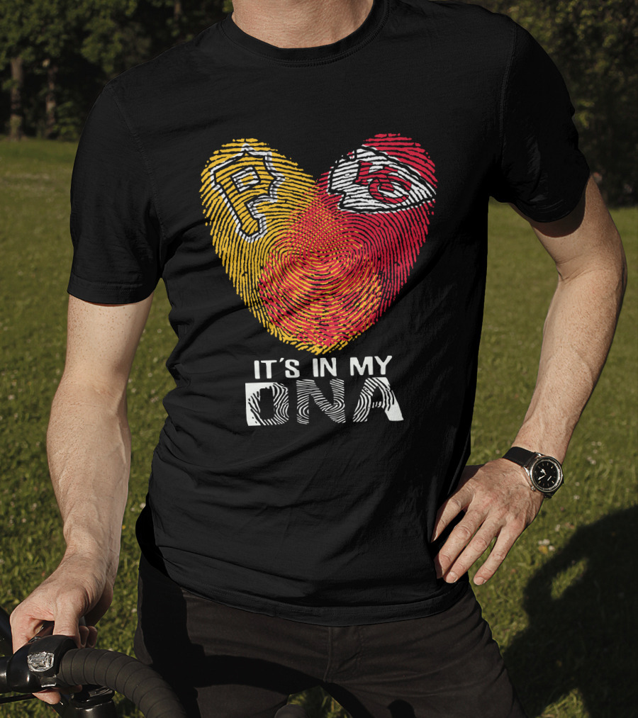 Pittsburgh Pirates Kc Chiefs It's In My Dna Fingerprint Heart T-Shirt