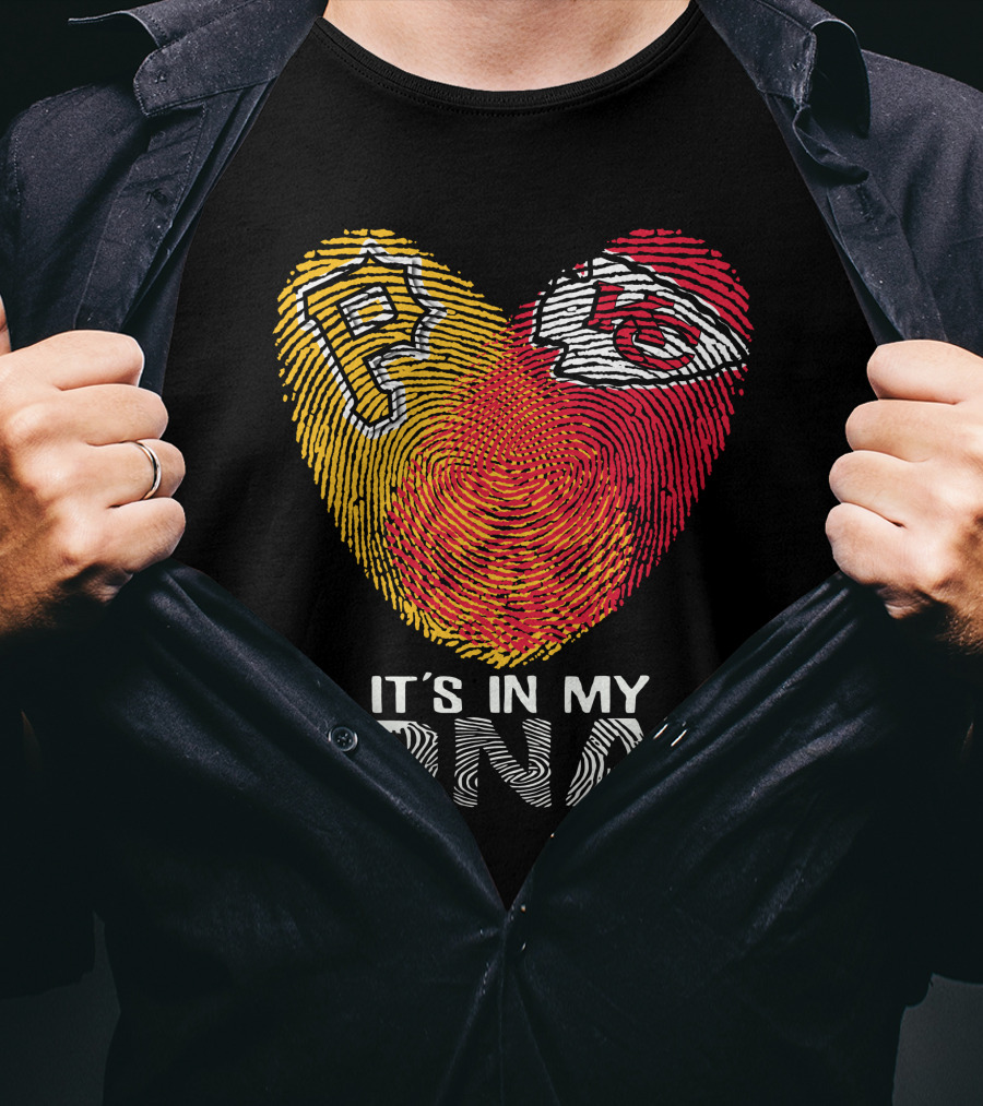Pittsburgh Pirates Kc Chiefs It's In My Dna Fingerprint Heart T-Shirt