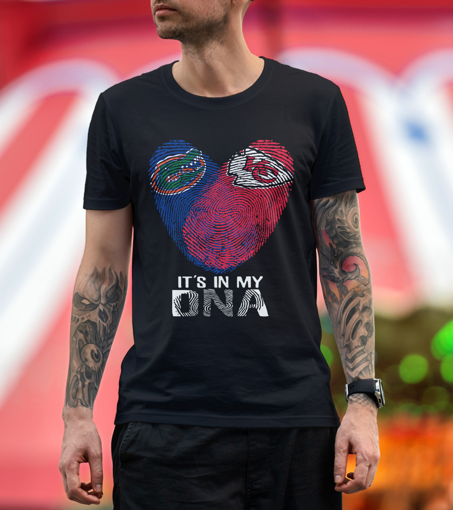 Gators Chiefs It's In My Dna Heart Fingerprint T-Shirt