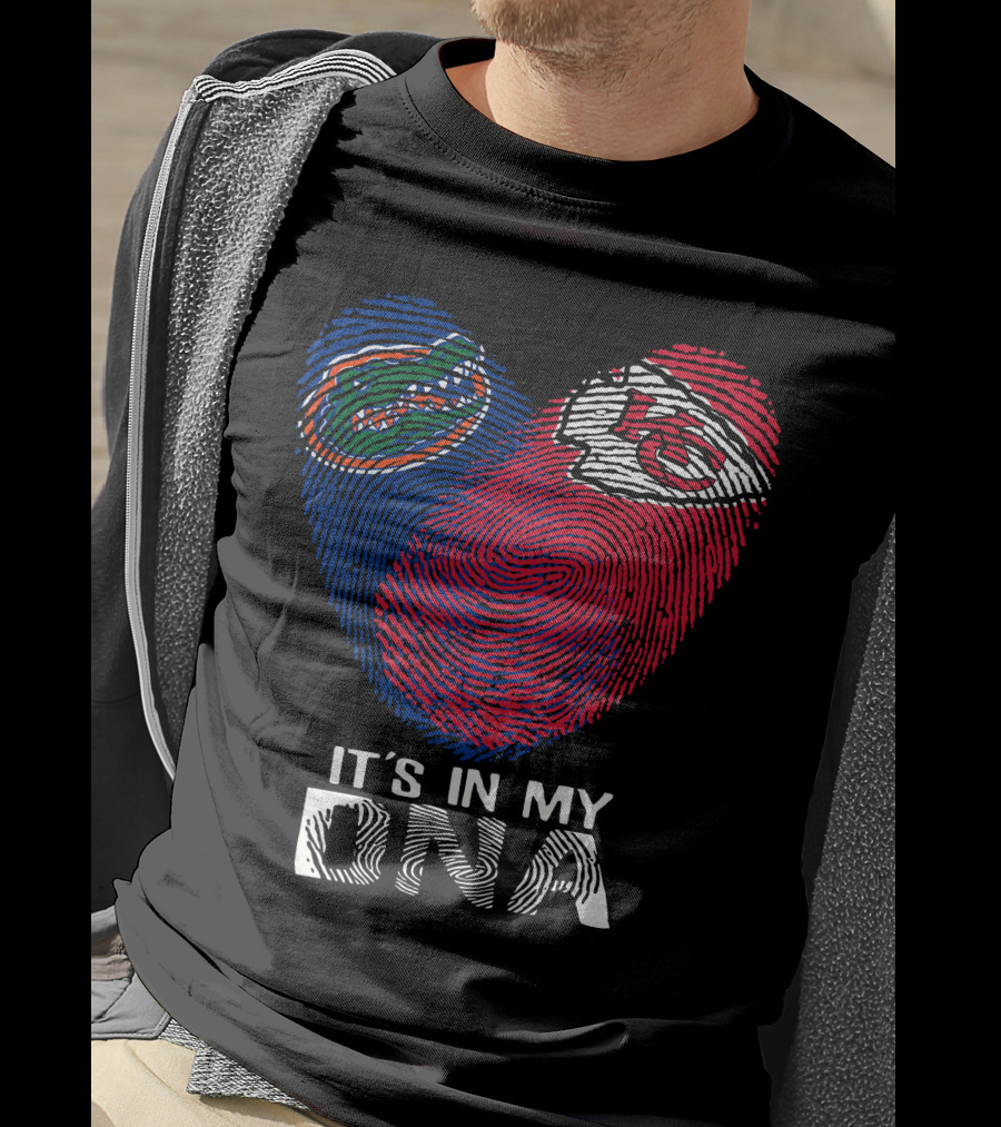 Gators Chiefs It's In My Dna Heart Fingerprint T-Shirt