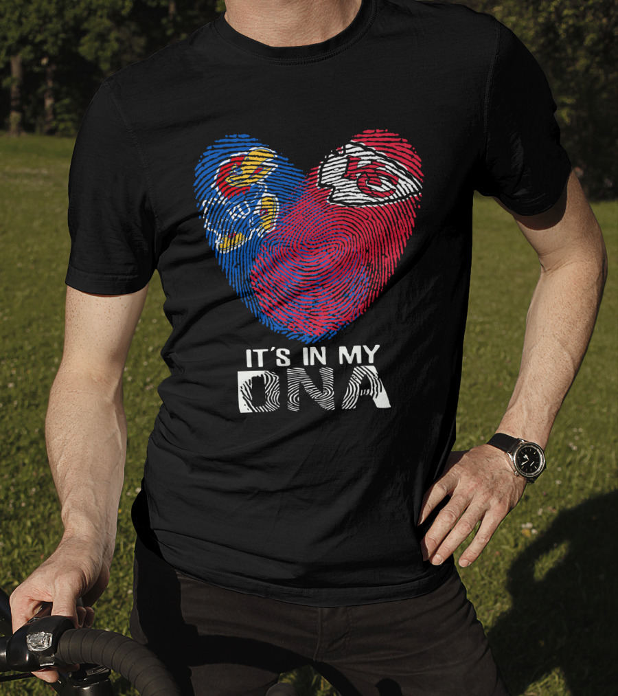 Kansas Jayhawks Chiefs Fingerprint Heart It's In My Dna T-Shirt