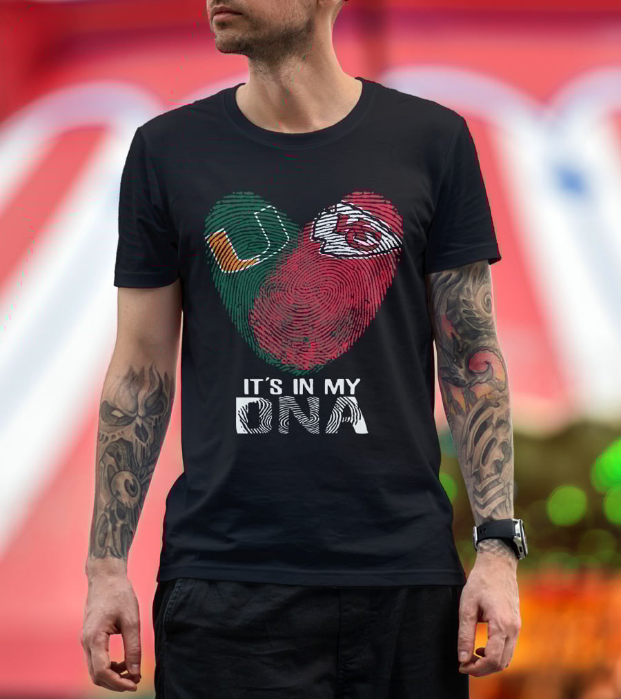 Miami Hurricanes Kansas City Chiefs It's In My Dna Fingerprint T-Shirt