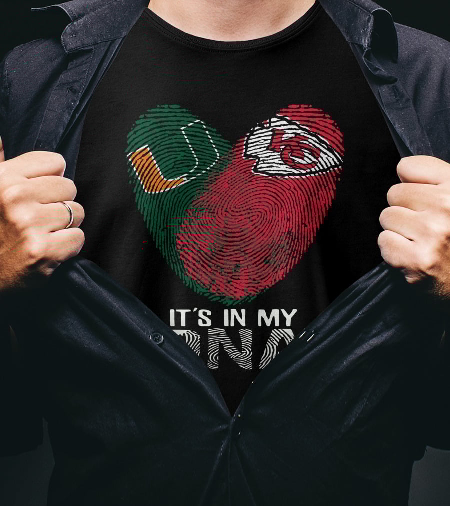 Miami Hurricanes Kansas City Chiefs It's In My Dna Fingerprint T-Shirt