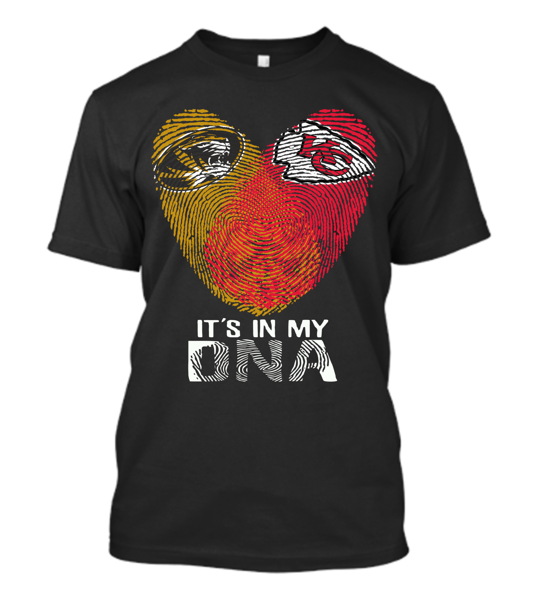 It's In My Dna Missouri Tigers Chiefs Fingerprint Heart T-Shirt