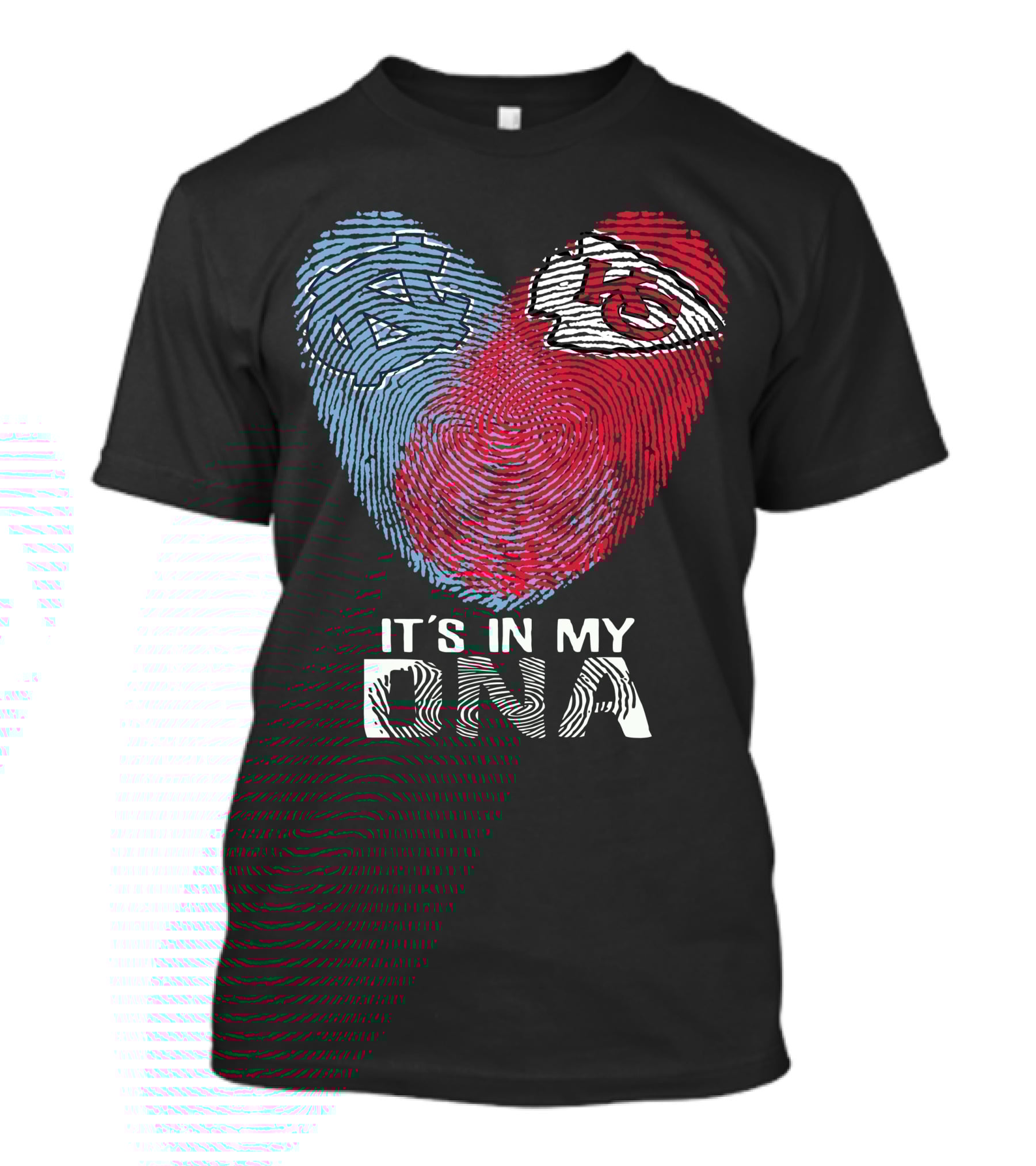 North Carolina Tar Heels Kansas City Chiefs It's In My Dna Fingerprint Heart T-Shirt