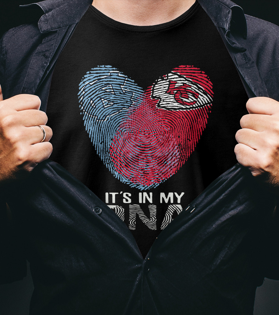 North Carolina Tar Heels Kansas City Chiefs It's In My Dna Fingerprint Heart T-Shirt
