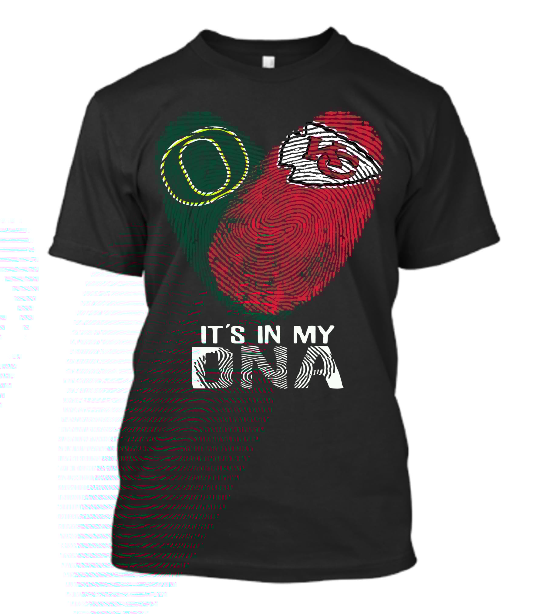 Oregon Ducks Chiefs It's In My Dna Heart Fingerprint T-Shirt