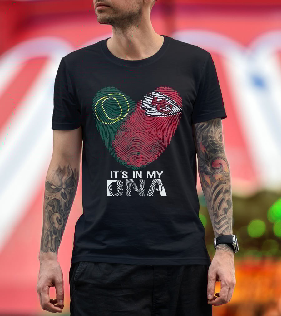 Oregon Ducks Chiefs It's In My Dna Heart Fingerprint T-Shirt