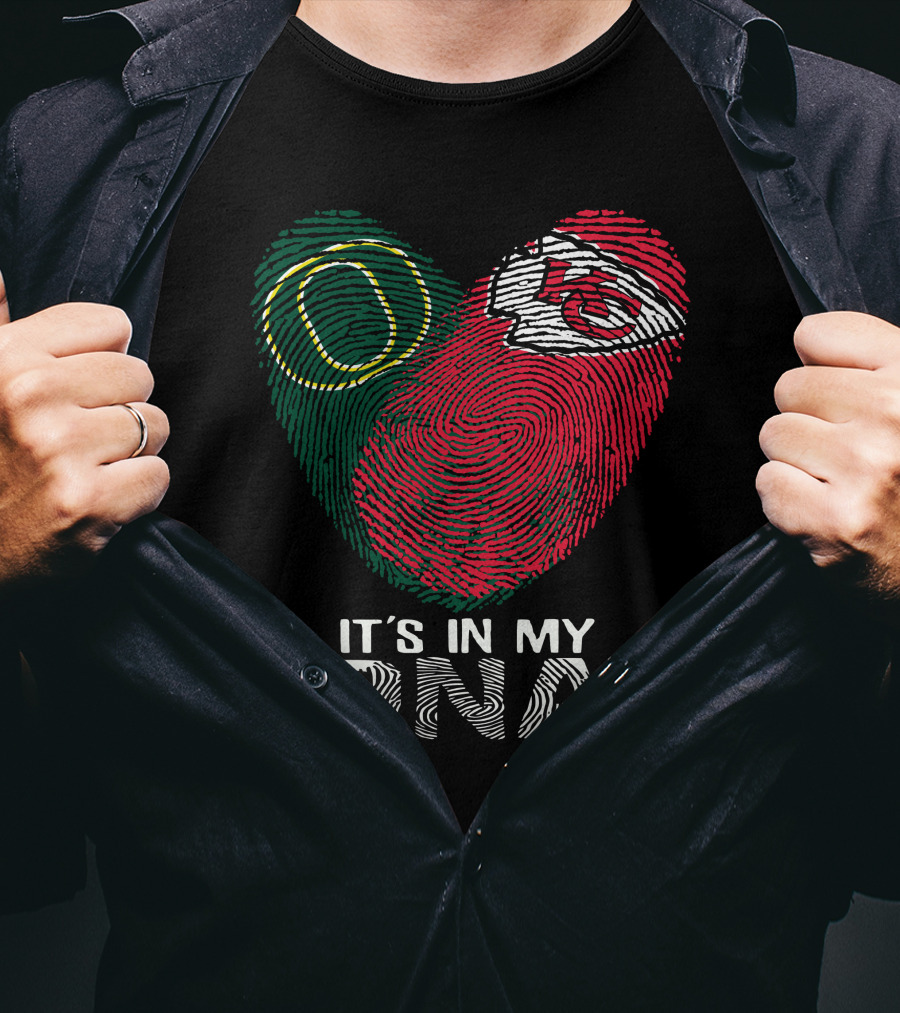 Oregon Ducks Chiefs It's In My Dna Heart Fingerprint T-Shirt