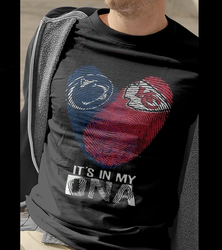 Penn State Nittany Lions Chiefs It's In My Dna Fingerprint Heart T-Shirt
